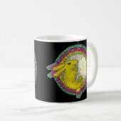 Konijn in de maan Mok (groen/roze/geel) (Voorkant rechts)