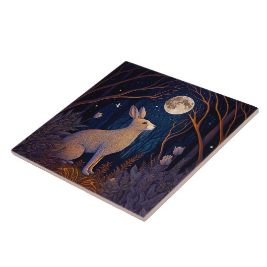 Konijn in de maan tegeltje (Zijkant)