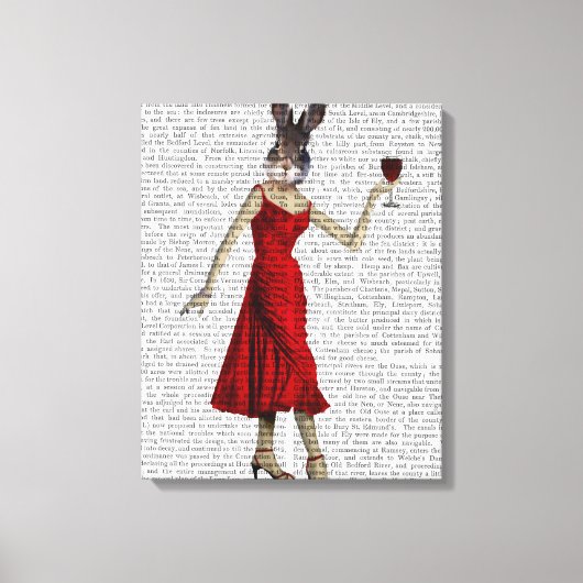 Konijn in de Rode Dress Canvas Afdruk (Voorkant)