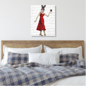 Konijn in de Rode Dress Canvas Afdruk (Insitu (Slaapkamer))