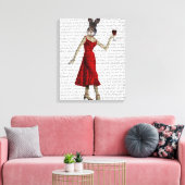 Konijn in de Rode Dress Canvas Afdruk (Insitu (Woonkamer))