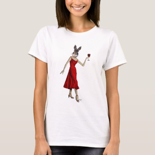 Konijn in de Rode Dress T-shirt (Voorkant)
