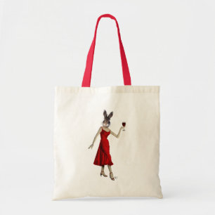 Konijn in de Rode Dress Tote Bag