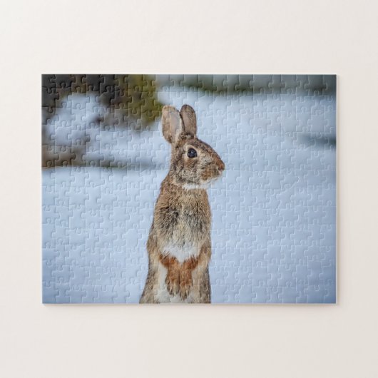 Konijn in de sneeuw legpuzzel (Horizontaal)