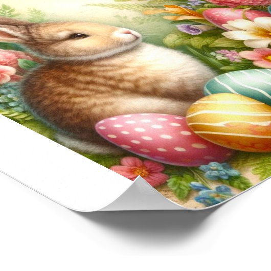  konijn in de tuin poster (Hoek)