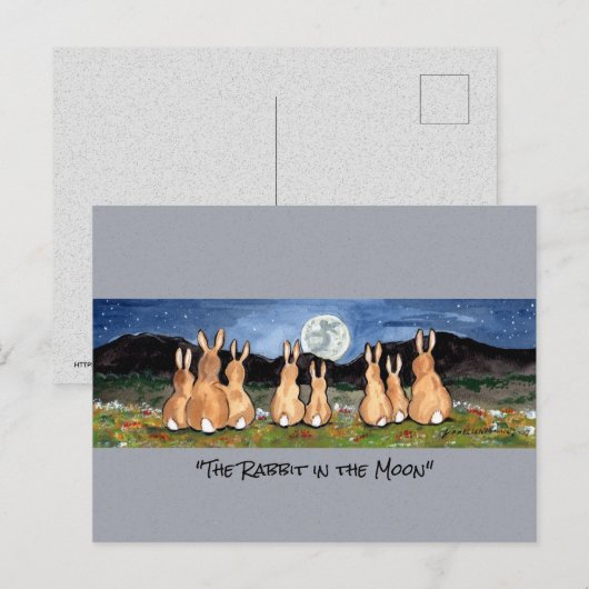 Konijn in de Waterverf van de maan Briefkaart (Voorkant / Achterkant)