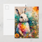 Konijn in de wilde bloemen briefkaart (Voorkant / Achterkant)