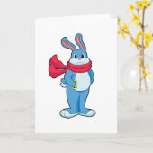 Konijn in de winter met Scarf Kaart (Gele Bloem)