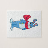 Konijn in de winter met Scarf Legpuzzel (Horizontaal)