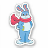Konijn in de winter met Scarf Sticker (Voorkant)