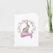 Konijn in Doodle Bloemenkrans Cute Bedankkaart (Voorkant)