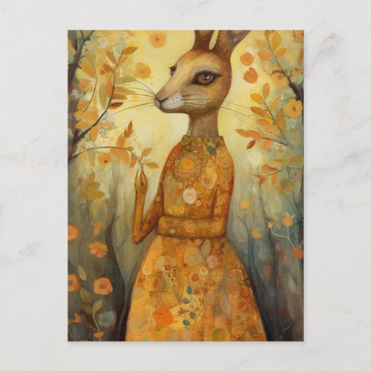 Konijn in een bloemenjurk briefkaart (Voorkant)