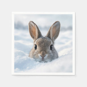 Konijn in een diepe sneeuwbank servet