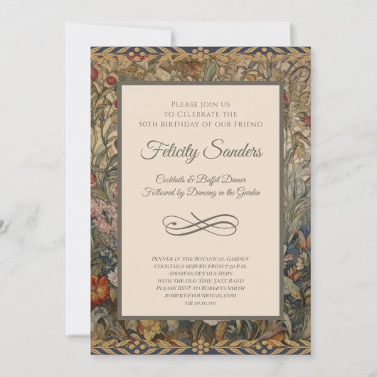 Konijn in een Engelse tuin William Morris Style Kaart (Achterkant)