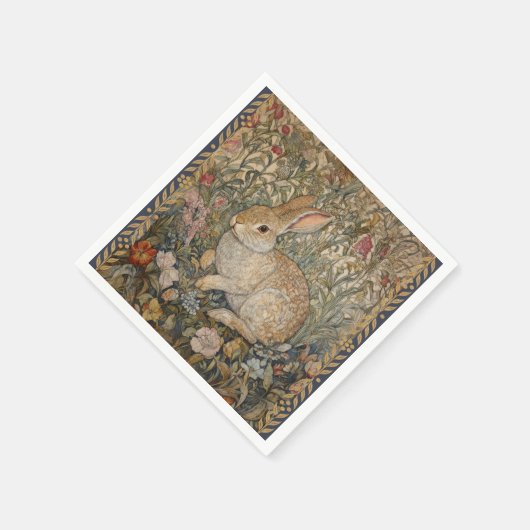 Konijn in een Engelse tuin William Morris Style Servet (Hoek)