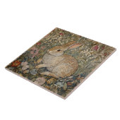 Konijn in een Engelse tuin William Morris Style Tegeltje (Zijkant)