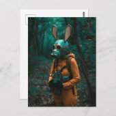Konijn in een gasmasker briefkaart (Voorkant / Achterkant)