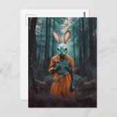 Konijn in een gasmasker in de bossen briefkaart (Voorkant / Achterkant)