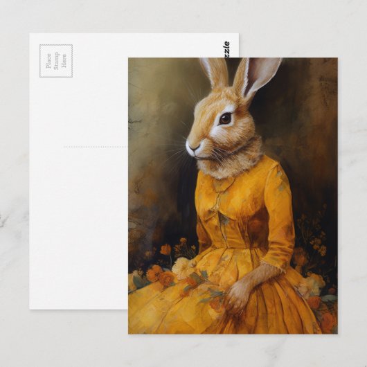 Konijn in een geel briefkaart (Voorkant / Achterkant)