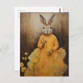 Konijn in een geel jurk Briefkaart (Voorkant / Achterkant)