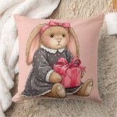 Konijn in een grijze fluwelen jurk met een geschen kussen (Deken)