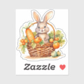 Konijn in een mand groenten sticker (Vel)
