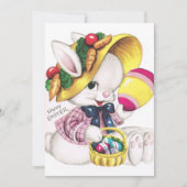  konijn in een motorkap aangepaste retro Pasen Feestdagenkaart (Voorkant)