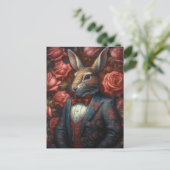 Konijn in een pak briefkaart (Staand voorkant)