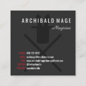 Konijn in een Pet, donkergrijs en roodmonogram Mag Vierkante Visitekaartje (Achterkant)