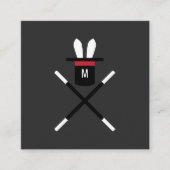 Konijn in een Pet, donkergrijs en roodmonogram Mag Vierkante Visitekaartje (Voorkant)