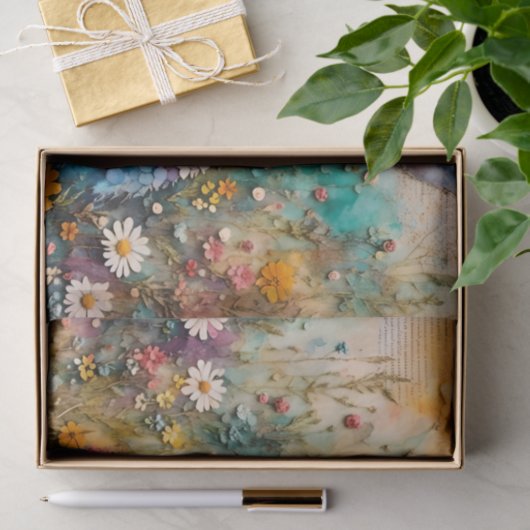 Konijn in een Wildflower Meadow Decoupage Tissuepapier (Geschenk)