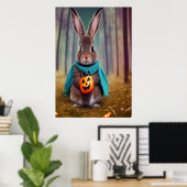 Konijn in het bos | AI Art Poster (Thuiskantoor)