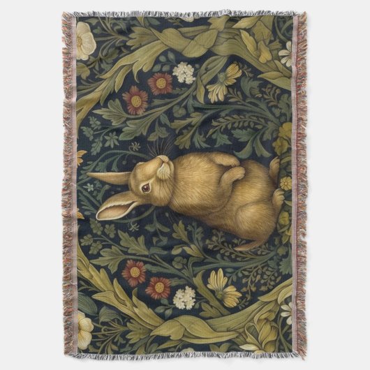 Konijn in het bos art nouveau stijl deken (Voorkant Verticaal)