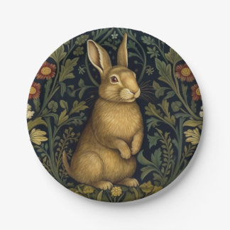 Konijn in het bos art nouveau stijl papieren bordje