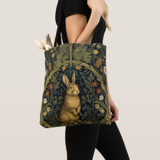 Konijn in het bos art nouveau stijl tote bag