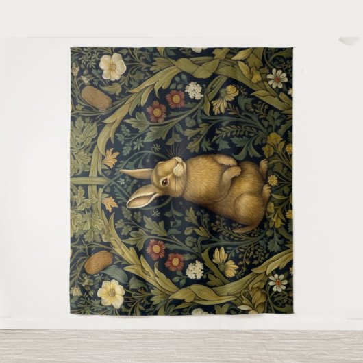 Konijn in het bos art nouveau stijl wandkleed (Voorkant)