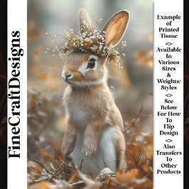 Konijn in het bos, bloemen, bessen CF8 Decoupage Tissuepapier