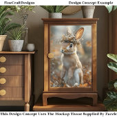 Konijn in het bos, bloemen, bessen CF8 Decoupage Tissuepapier