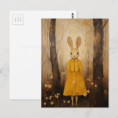 Konijn in het bos in een gele jurk briefkaart (Voorkant / Achterkant)