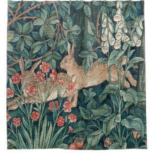 Konijn in het bos - William Morris Douchegordijn