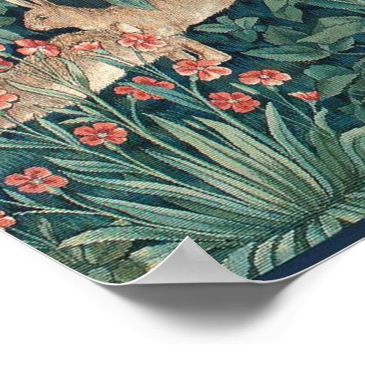 Konijn in het bos - William Morris Poster (Hoek)