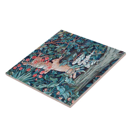 Konijn in het bos, William Morris Tegeltje (Zijkant)