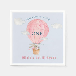Konijn in hete luchtballon pastel kleur verjaardag servet