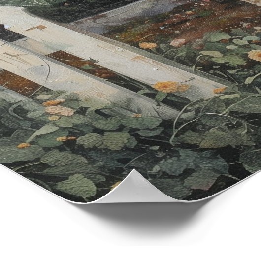 konijn in kool patch Pasen thema Poster (Hoek)