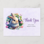 Konijn in Lentebloemen Dank Je Briefkaart (Voorkant)