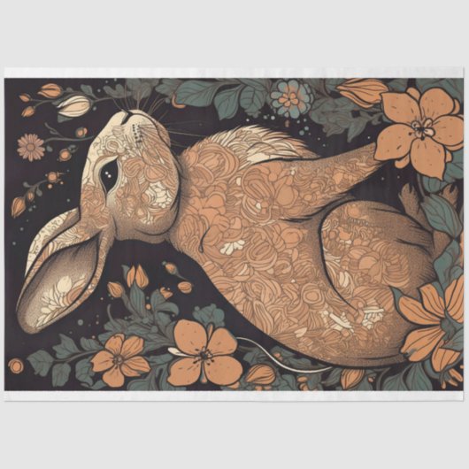 Konijn in lijn Art 1 Decoupage Papier (Voorkant)