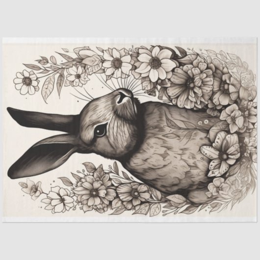 Konijn in lijn Art 2 Decoupage Papier (Voorkant)