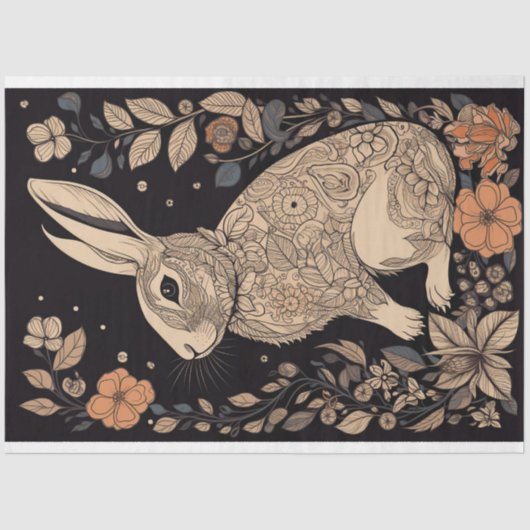 Konijn in lijn Art 3 Decoupage Papier (Voorkant)