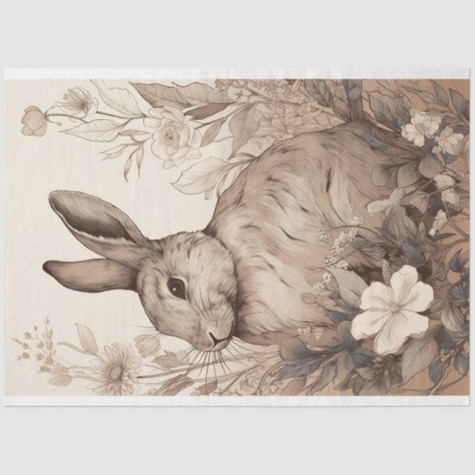 Konijn in lijn Art 4 Decoupage Papier (Voorkant)