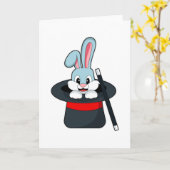 Konijn in Magic met hand en Pet Kaart (Gele Bloem)